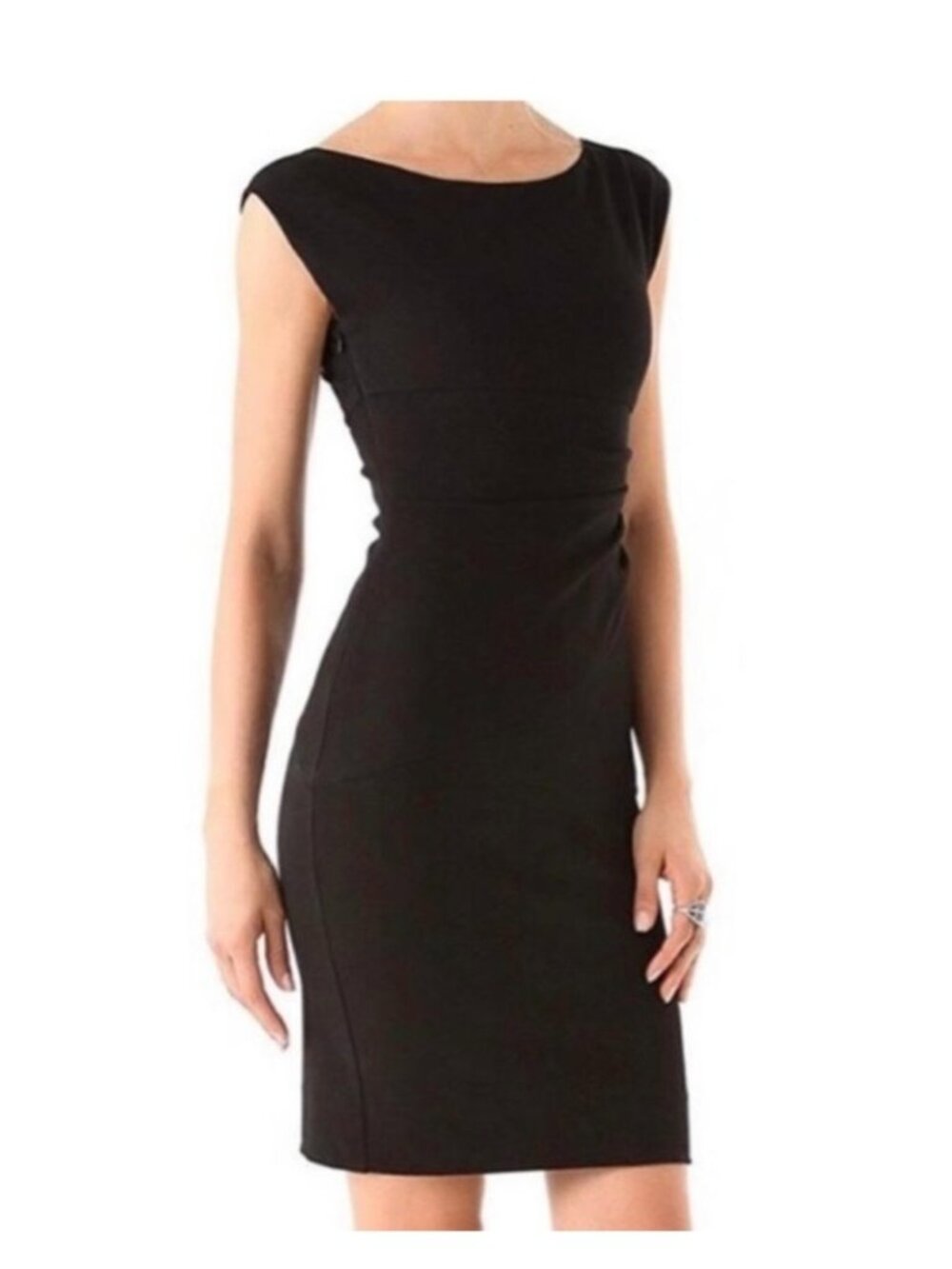 DVF CLASSIC LBD, BLACK, Ponte, BOATNECK, JERSEY DRESS, BODYCON, US12, FITS 8-10 - Picture 2 of 15